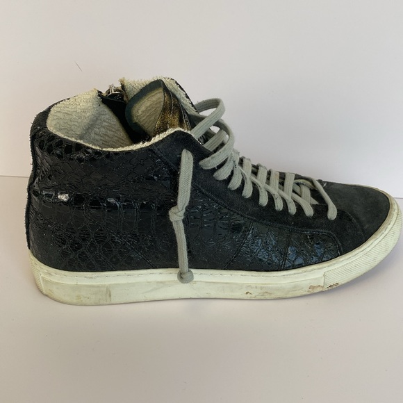 P448 Black High-Top Sneakers with White Soles - Picture 7 of 12